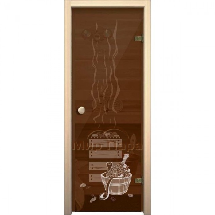Стеклянная дверь АКМА "Банька" 700х1900 (бронза, коробка Осина)