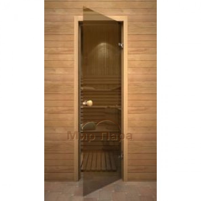 Стеклянная дверь АКМА 800х1900 (бронза, коробка Осина)