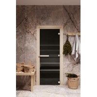 Дверь стеклянная для бани Cooper LITE 1800х700 Графит (коробка осина)