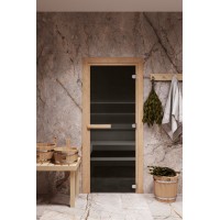 Дверь стеклянная для бани Cooper STANDART 1800х700 Графит (коробка ольха)