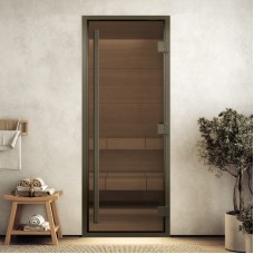Doorwood 2000x900 (хамам Престиж, бронза, коробка алюминий) в бронзовом профиле