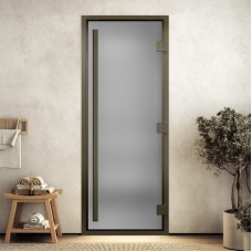Doorwood 2100x700 (хамам Престиж, сатин, коробка алюминий) в бронзовом профиле