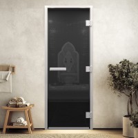 Doorwood 1800x710 (хамам, графит, коробка алюминий) без порога