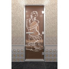 Doorwood 2100x700 (хамам, бронза, с рисунком, коробка алюминий)