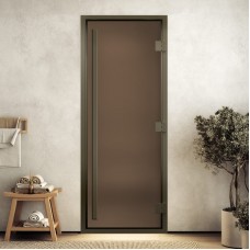 Doorwood 2000x700 (хамам Престиж, бронза матовая, коробка алюминий) в бронзовом профиле