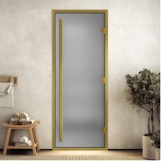 Doorwood 2000x900 (хамам Престиж, сатин, коробка алюминий) в золотом профиле