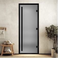 Doorwood 2100x800 (хамам Престиж, сатин, коробка алюминий) в черном профиле