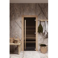 Дверь стеклянная для бани Cooper STANDART 2000х700 Бронза (коробка ольха) вертикальная ручка