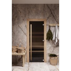 Дверь стеклянная для бани Cooper STANDART 1900х700 Бронза (коробка ольха) вертикальная ручка