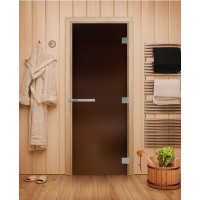 DoorWood 700x1900 ЭТАЛОН (бронза матовая, 10мм, коробка лиственная) правая