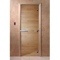 DoorWood 600x1800 (прозрачная, коробка Ольха, алюминиевая ручка)