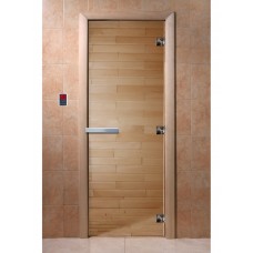 DoorWood 700x1700 (прозрачная, коробка Ольха, алюминиевая ручка)