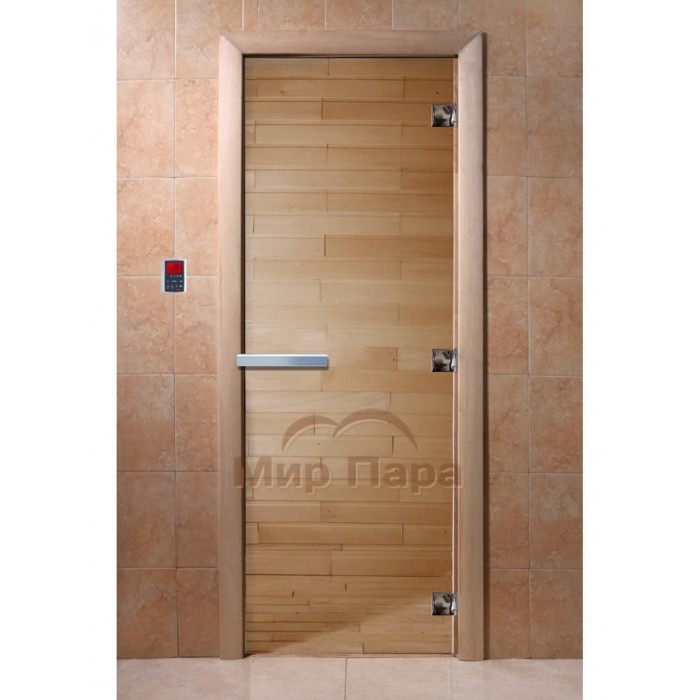 DoorWood 600x1800 (прозрачная, коробка Ольха, алюминиевая ручка)