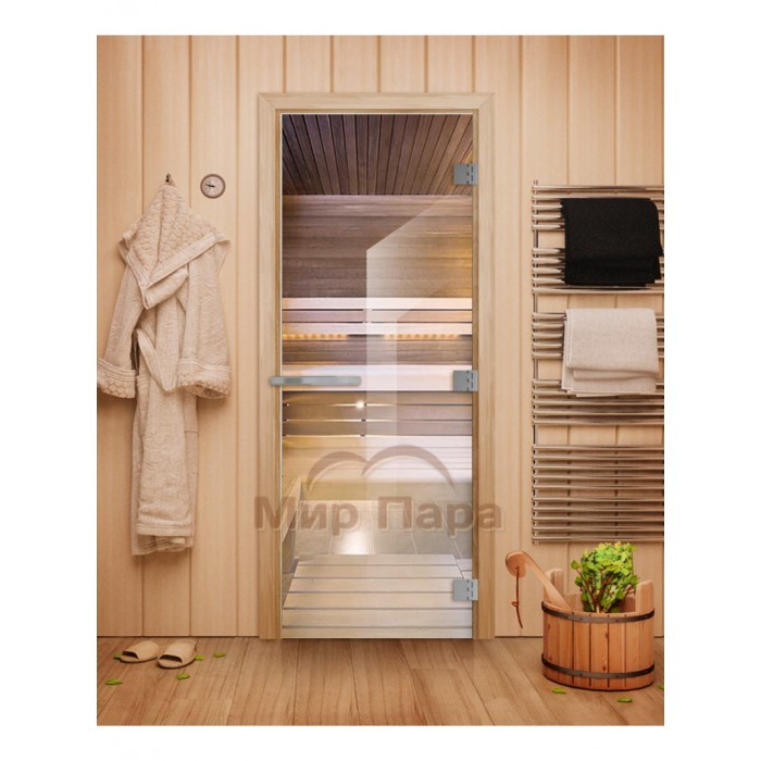 DoorWood 700x1900 ЭТАЛОН (прозрачная, 10мм, коробка лиственная)