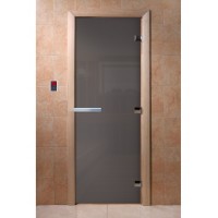 DoorWood 700x1900 (графит прозрачное, коробка Ольха, алюминиевая ручка)