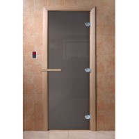 DoorWood 700x1700 "Сумерки" (Графит прозрачное, коробка лиственная)