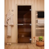 DoorWood 700x1900 ЭТАЛОН (бронза, 10мм, коробка лиственная) правая