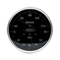 Термометр-гигрометр для сауны Fischer, нержавеющая сталь, черный, Ø160 мм