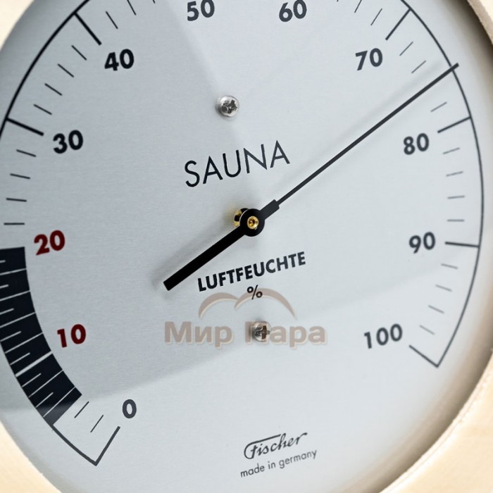 Гигрометр для сауны Fischer в деревянном корпусе, Ø155 мм