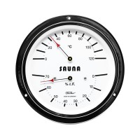 Термометр-гигрометр для сауны Fischer в латунном корпусе, Ø155 мм, минеральное стекло