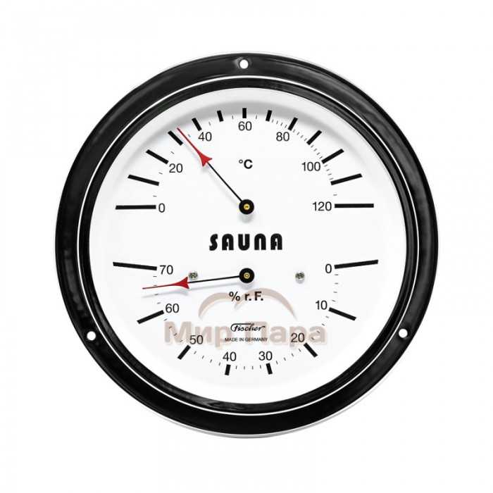 Термометр-гигрометр для сауны Fischer в латунном корпусе, Ø155 мм, минеральное стекло