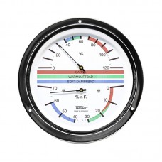 Термометр-гигрометр для сауны Fischer в латунном корпусе, Ø155 мм, минеральное стекло