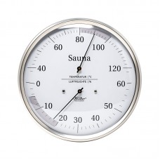 Термометр-гигрометр для сауны Fischer, нержавеющая сталь, Ø160 мм