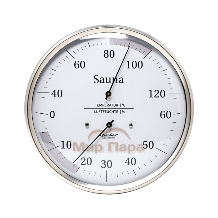 Термометр-гигрометр для сауны Fischer, нержавеющая сталь, Ø160 мм