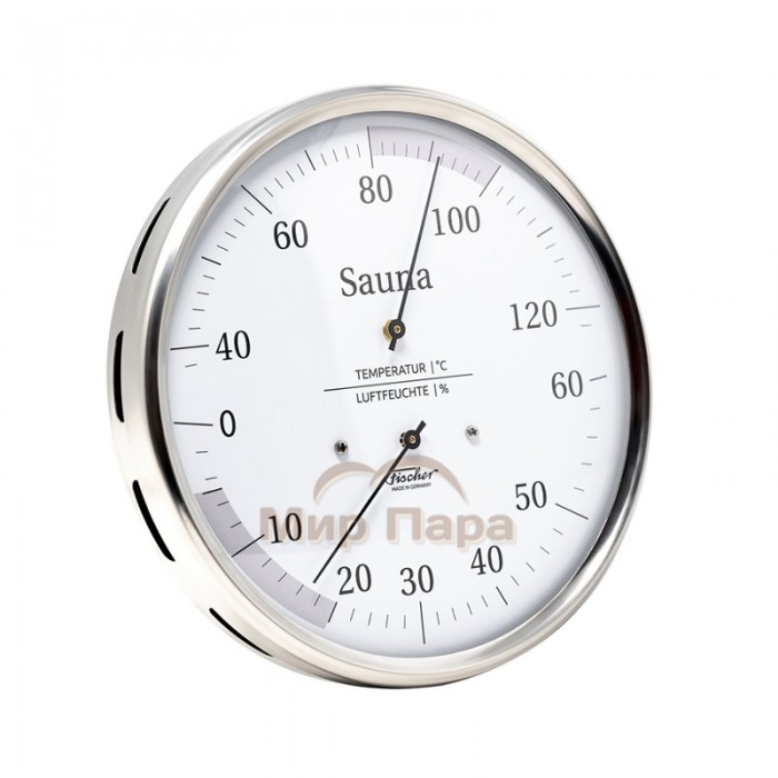 Термометр-гигрометр для сауны Fischer, нержавеющая сталь, Ø160 мм