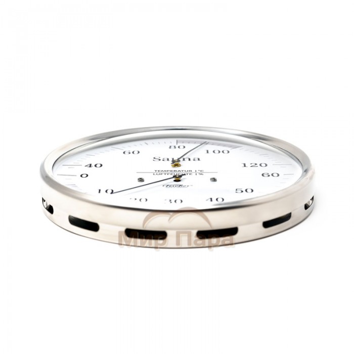 Термометр-гигрометр для сауны Fischer, нержавеющая сталь, Ø160 мм