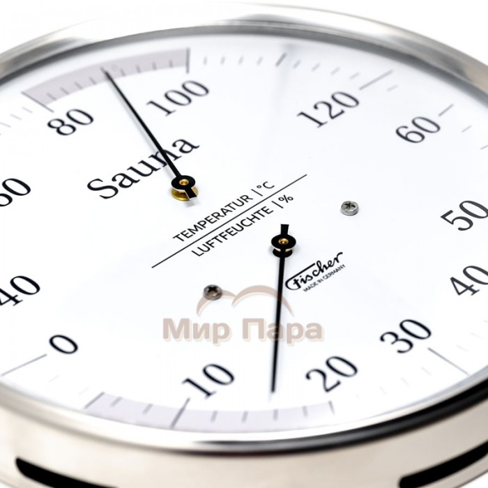 Термометр-гигрометр для сауны Fischer, нержавеющая сталь, Ø160 мм