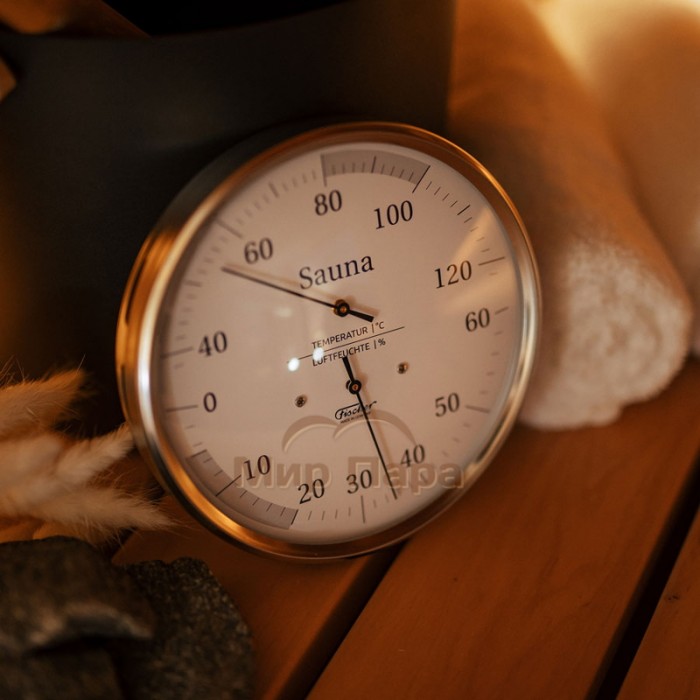 Термометр-гигрометр для сауны Fischer, нержавеющая сталь, Ø160 мм