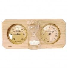 Термогигрометр EVEREST c часами, кедр (TG-07 gold)