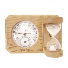 Термогигрометр мини EVEREST c часами, кедр (TG-09 white)