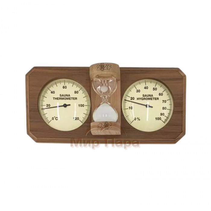 Термогигрометр + песочные часы TH-25R GOLD КАНАДСКИЙ КЕДР золотой циферблат