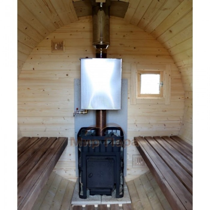 Баня квадро-бочка ComfortProm 2 метра с печным узлом + козырёк 0,5м