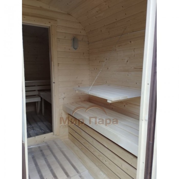 Баня квадро-бочка ComfortProm 2 метра с печным узлом + терраса 0,5м