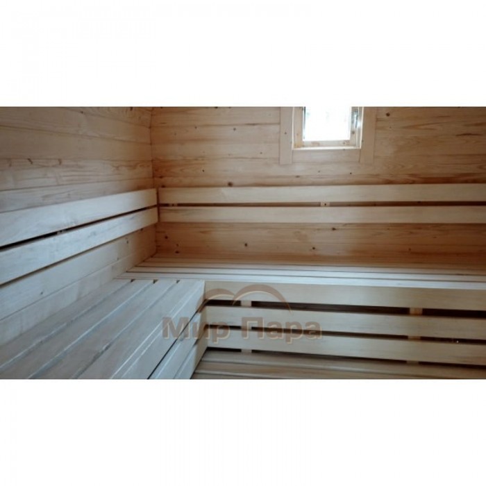 Баня квадро-бочка ComfortProm 2 метра с печным узлом + терраса 0,5м