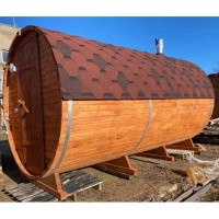 Баня-бочка ComfortProm 4 метра с печным узлом и предбанником