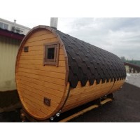 Баня-бочка ComfortProm 5 метров с печным узлом, предбанником и помывочной