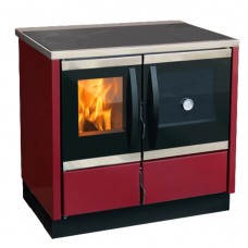 Плита на дровах MBS Thermo Rocky D (правый) бордовая (с водяным контуром)