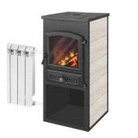 Печь-камин Этна (бкд) c плитой и Т/О (Беж)