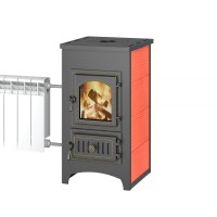 Печь-камин Везувий ПК-01 (270) c плитой и Т/О красный