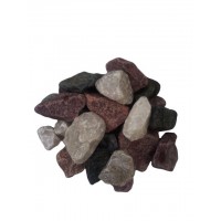 Белый кварц, малиновый кварцит, порфирит, габбро-диабаз — в одном ведре, 20 кг.