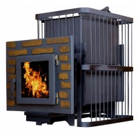 Печь банная ComfortProm СТАЛЬ 8 мм, закрытая каменка, до 20 кубов, со стеклом, декор