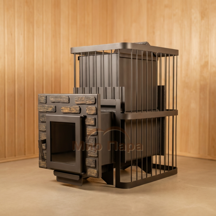 Печь банная ComfortProm СТАЛЬ 8 мм, закрытая каменка, до 20 кубов, со стеклом, декор