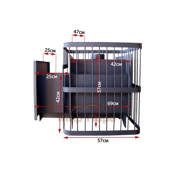 Печь банная ComfortProm СТАЛЬ 3 мм, до 20 кубов, чугунная дверь без стекла