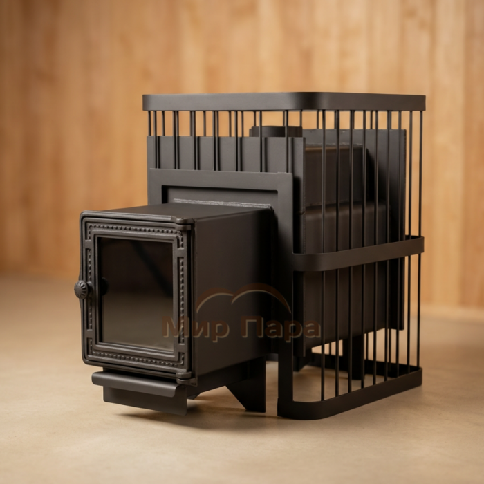 Печь банная ComfortProm СТАЛЬ 8 мм, до 16 кубов, чугунная дверь со стеклом