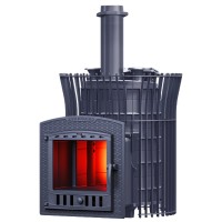 Банная печь Гефест AVANGARD ЗК 25 (П2) Ураган в сетке Тюльпан