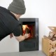Дровяная печь для бани KIVI IKI SL со стеклянной дверцей (сквозь стену, дверца открывается налево)